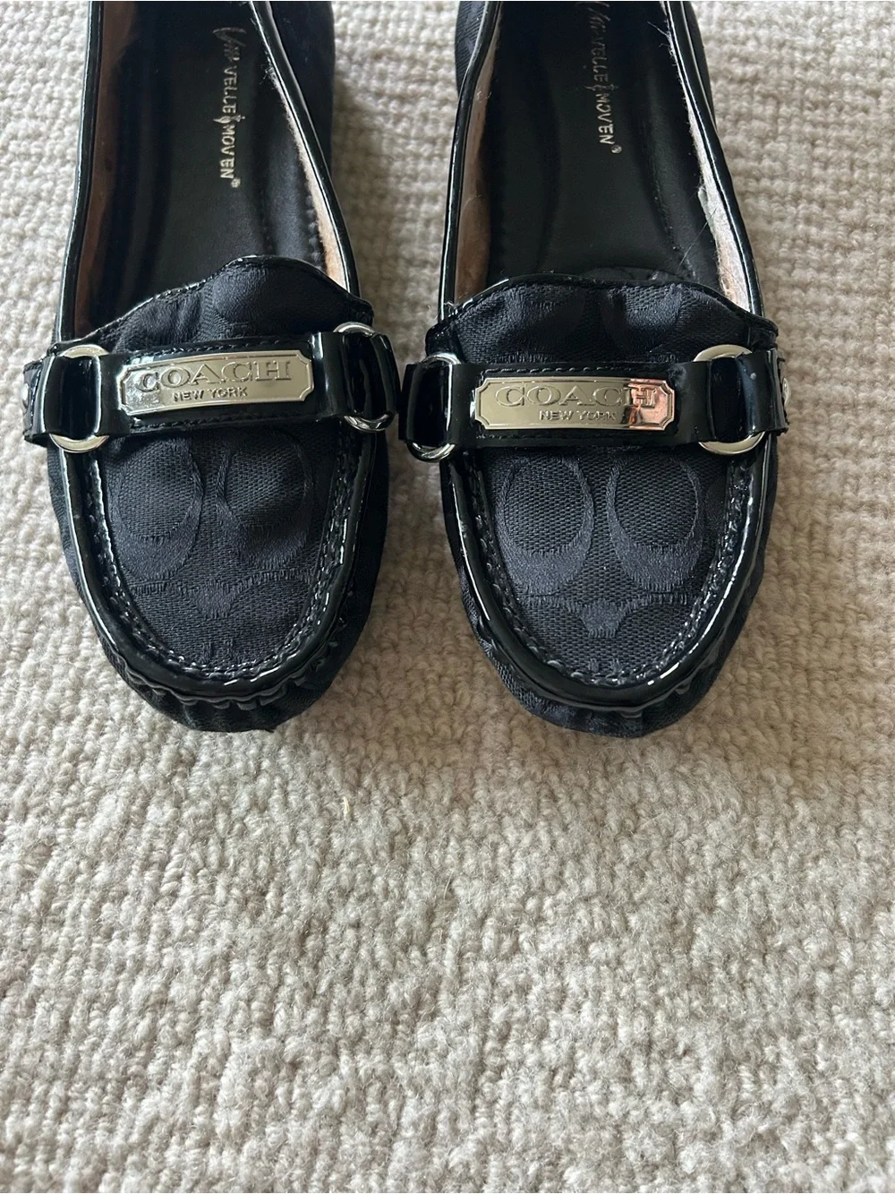 Coach Black Signature Jacquard Metal-Bit Loafers